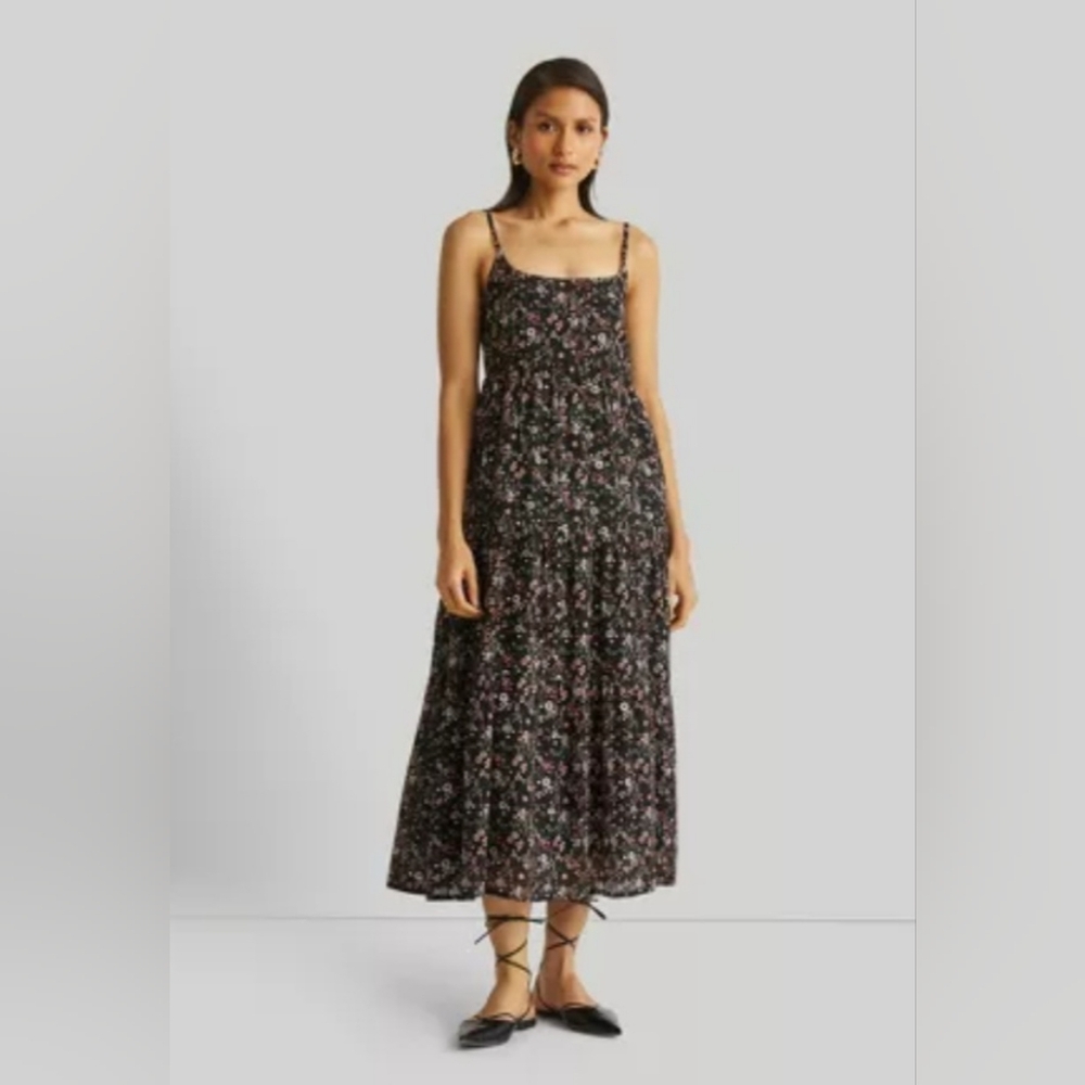 Reistor Black Floral Midi Dress